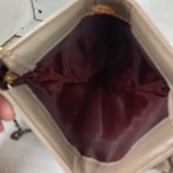 Ande Vintage Leather Evening Bag/Purse w Chain Strap. Leather Minimalist Clutch - Picture 6 of 12